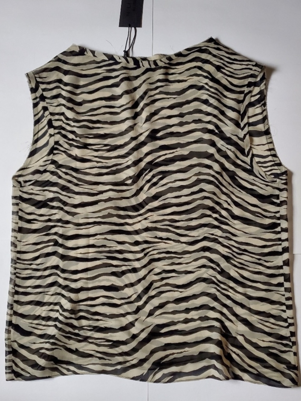 Nili Lotan “ Sadie Tank “ Bengal Tiger Sheer Zebra SILK Top Blouse Black Cream M - Picture 16 of 16